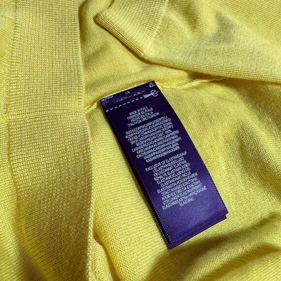 Ralph Lauren Canary Yellow Italian Cashmere Crewneck Long Sleeve Sweater - Picture 14 of 14